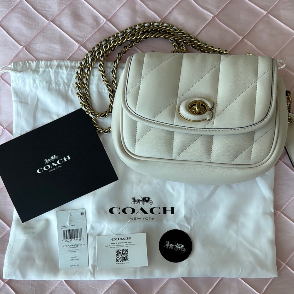 Coach Quilted Pillow Madison 18 in Chalk